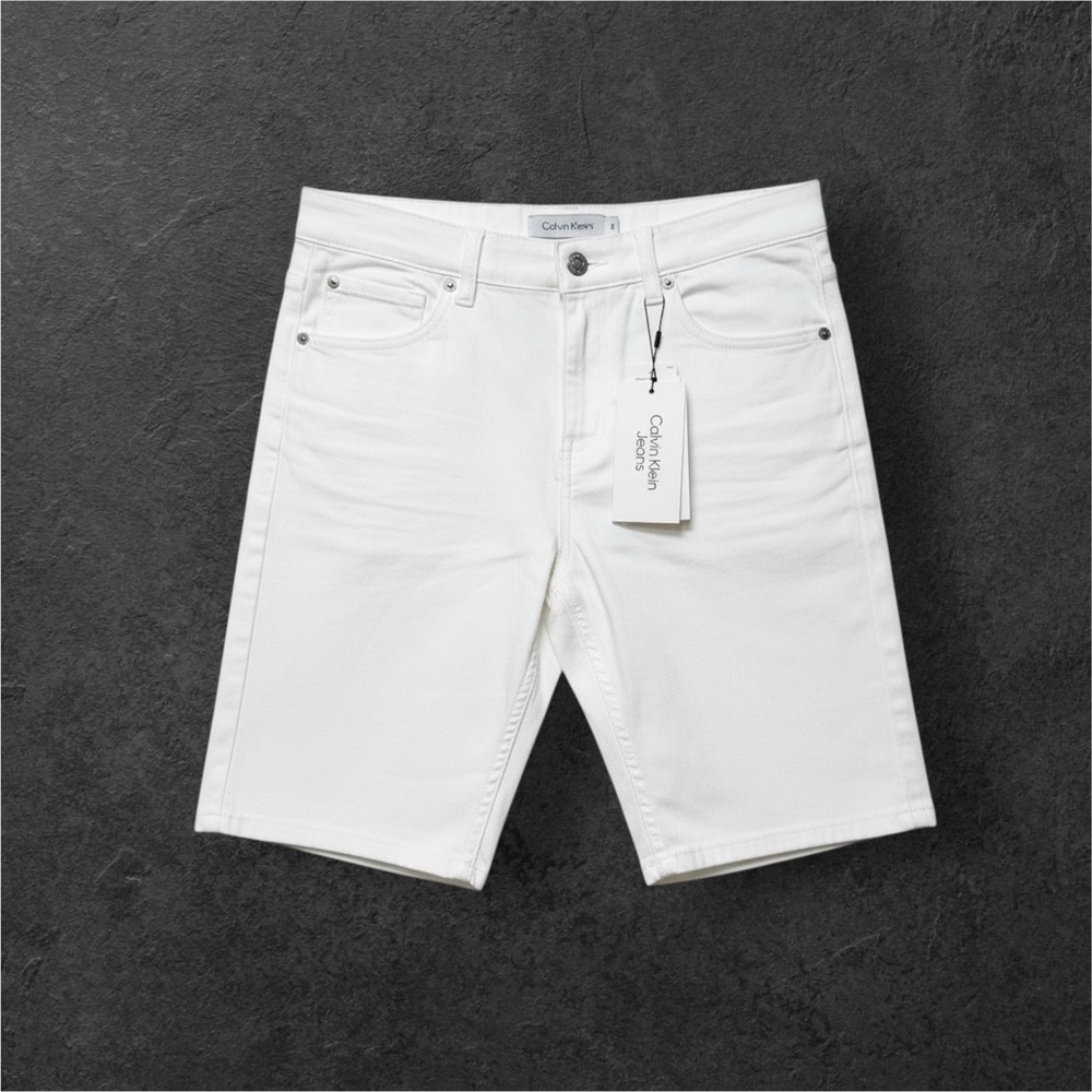 NWT Calvin Klein Jeans Boys White Jean Shorts Classic Summer‎ Vacation Slim